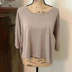 Chloe / Taupe 3/4 Sleeve Knot Top with Lace Side Detail / Size M